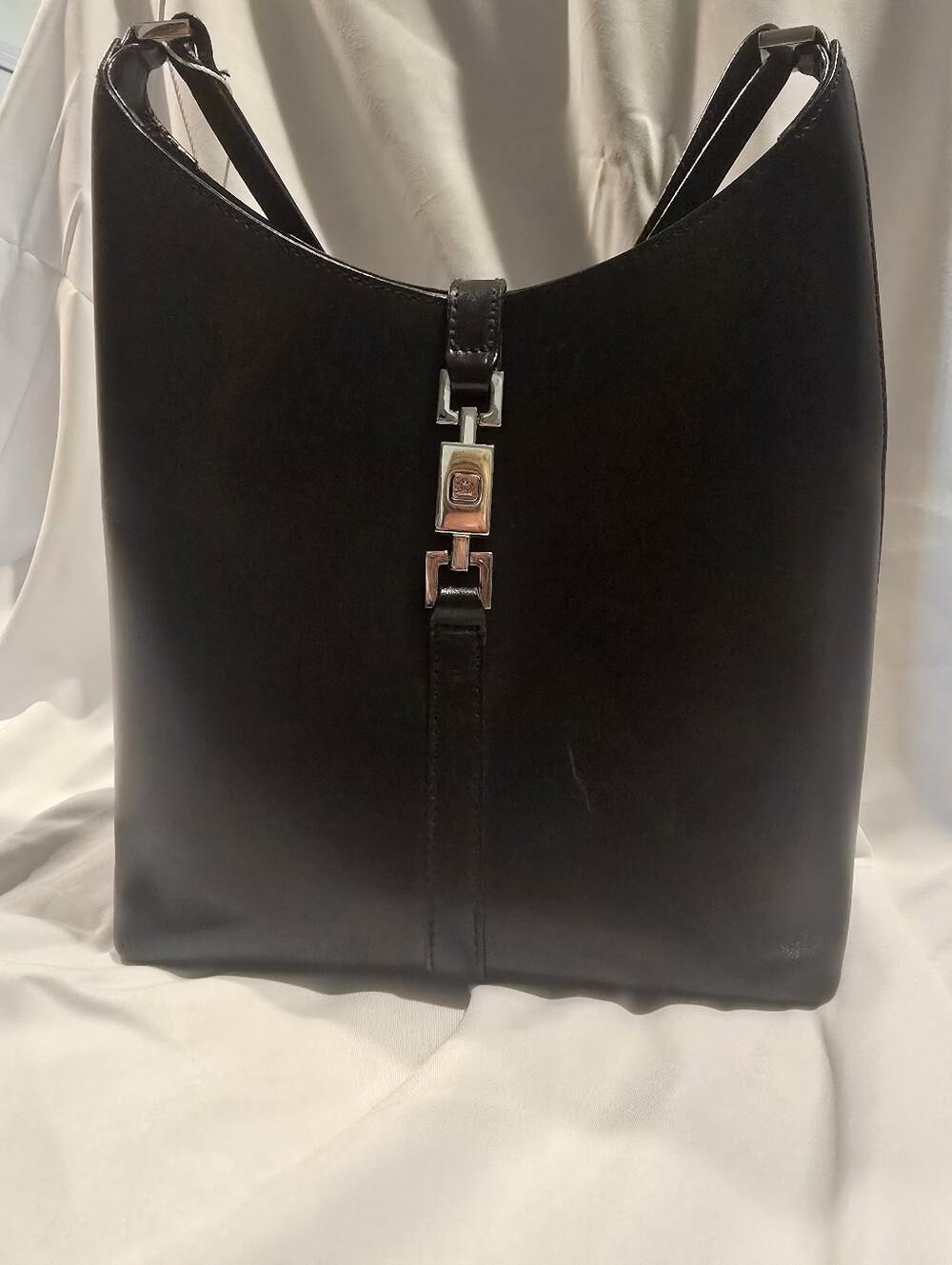 Vintage Gucci Jackie Shoulder Bag - Authentic Black Leather, Classic Italian